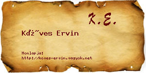 Köves Ervin névjegykártya